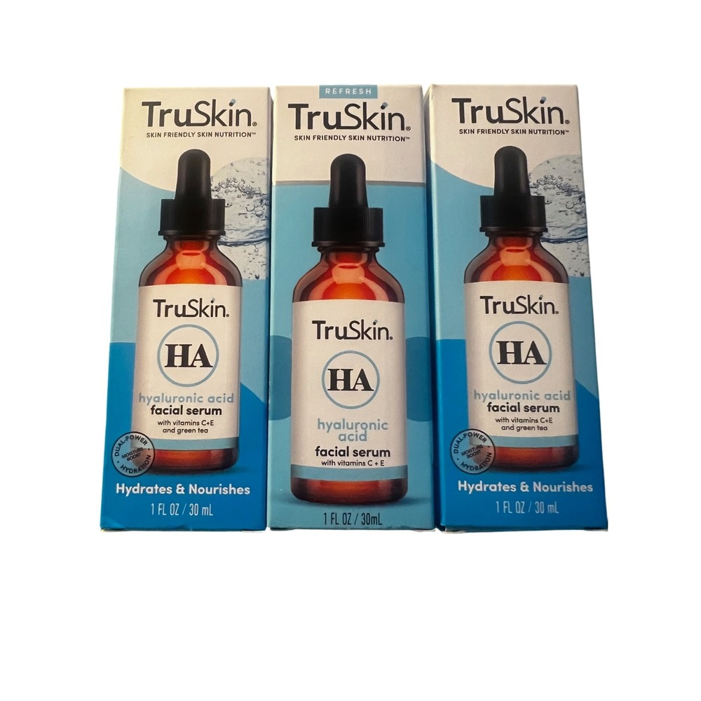 TruSkin Hyaluronic Acid Facial Serum Vitamin C E Green Tea Hydrates Set of 3‎